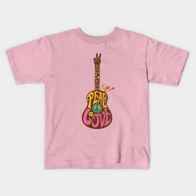 Peace and love Kids T-Shirt by coffeeman